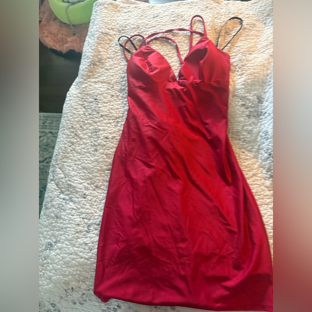 Hot and sexy slim fit red mini dress- never worn. Size small.